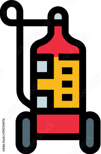 Large wheeled fire extinguisher providing essential emergency safety and protection, symbolizing fire prevention and readiness in hazardous situations