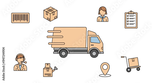 Delivery truck with boxes and worker.