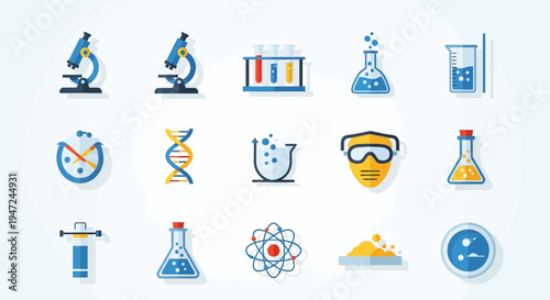 Science laboratory icons and symbols.