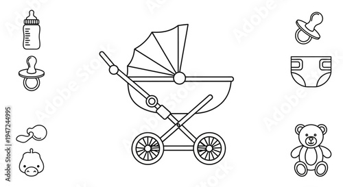 Baby Stroller With Wheels And Canopy.