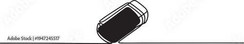 rubber eraser Continuous one line drawing, outline pro vector illustration, minimalist in white background. One line draw graphic design vector