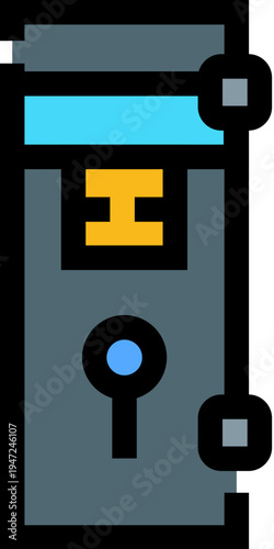 Parking meter machine providing essential urban infrastructure, managing road space and vehicle access for city dwellers and visitors, requiring payment for temporary parking