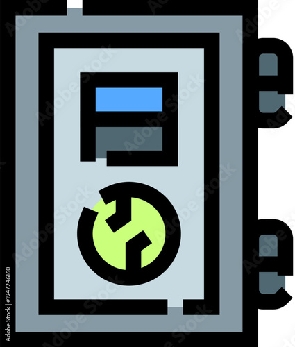 Modern icon illustrating a secure metal box with a lock, symbolizing protection, security, data storage, and the safeguarding of important information and valuables