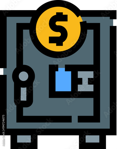 Secure metal safe storing a dollar coin, symbolizing financial protection, investment, savings, and wealth management, ensuring security for valuable assets