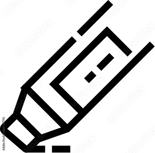 Highlighter pen marking a line, symbolizing important information, studying, learning, or professional work, useful for office, school, and education design elements