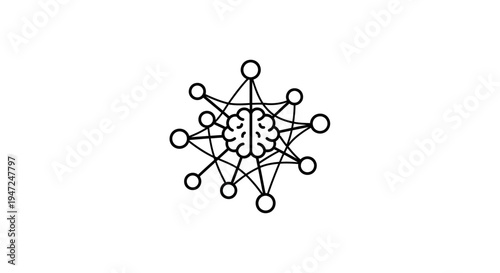 Abstract Neural Network Brain Icon - Artificial Intelligence and Machine Learning Concept