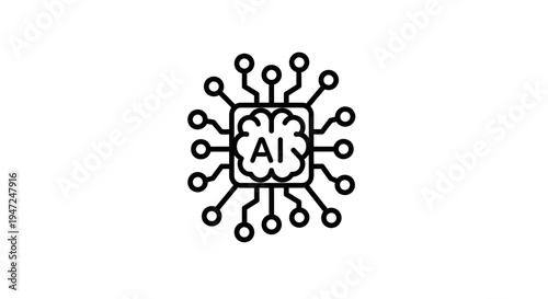 AI Chip Icon Brain Microchip Technology Concept