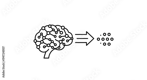 Artificial Intelligence Brain Network Processing Data into Abstract Dots
