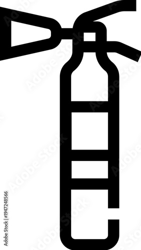 Fire extinguisher outline icon representing emergency preparedness, protection, and vital safety equipment for preventing and controlling accidental fires