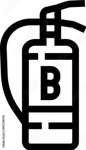 Fire extinguisher icon indicating emergency and safety equipment for professional fire protection, suitable for fighting class b fires involving flammable liquids