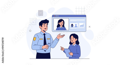 Business meeting online, colleagues discussing project via video conference, teamwork