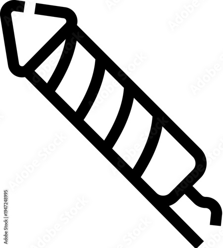 Firework rocket icon symbolizing festive pyrotechnics for celebrations, parties, holidays and special events simple black outline vector conveying joy, light and excitement