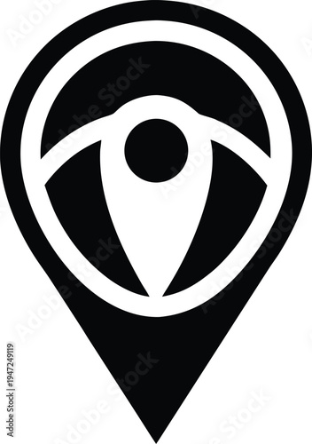 Steering Wheel Location Pin Icon – Car Navigation GPS Marker Vector, Automotive Map Pointer