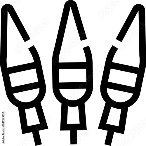 Three outline rockets preparing for launch, symbolizing ambition, progress, and the journey toward new frontiers in scientific discovery and technological advancement