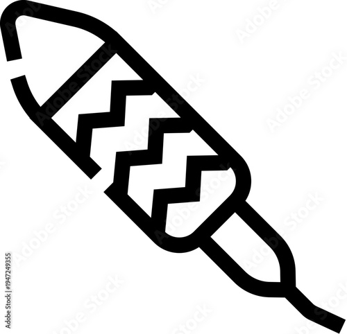 Firework rocket icon symbolizing celebration, holiday, and festivity, featuring a simple line art design suitable for various pyrotechnics and explosive event concepts