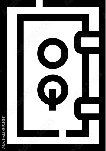 Large safe door icon symbolizing secure storage and financial protection for valuables, cash, documents and data in banking, business or home settings, locked and reliable