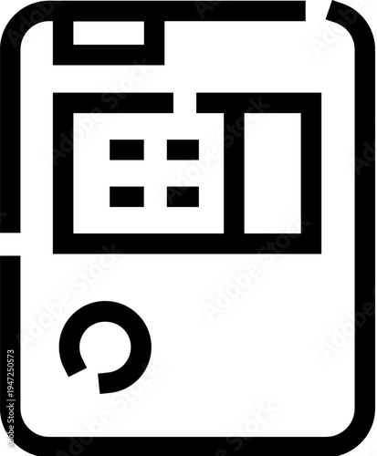 Document outlining a user interface with data elements and a circular control, illustrating concepts of digital information, file organization, business administration, and record keeping