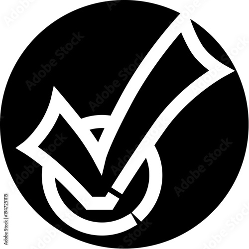 Check mark symbol inside a black circle indicating success, approval, acceptance, and a positive choice, perfect for voting or task completion concepts