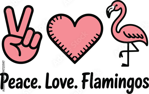 Peace Love Flamingos , Peace Love flamingo t shirt design, Funny Hand Lettering Quote
