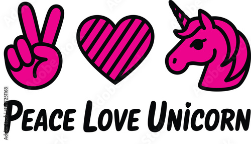 Peace Love Unicorn,  Peace Love Unicorn t shirt design, Funny Hand Lettering Quote