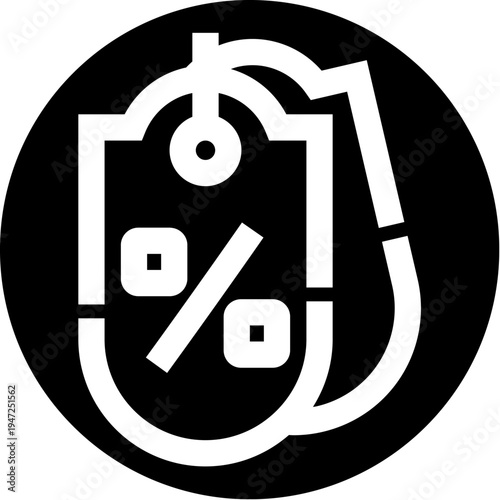 Price tag icon with percentage symbol representing discounts, sales and special offers for retail and online commerce, ideal for promotions, coupons, marketing and ui elements