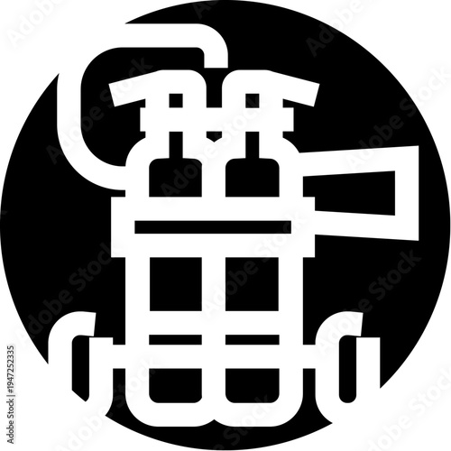 Fire extinguisher icon illustrating essential safety equipment for emergency situations, symbolizing effective fire control and protection in industrial and public settings