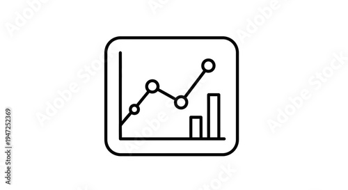 Business Growth Chart Icon: Bar Graph and Line Graph for Analytics and Data Visualization