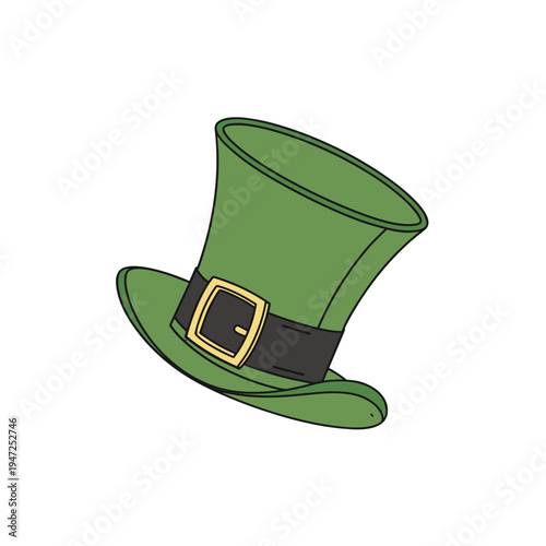  Leprechaun hat with gold buckle vector St. Patrick's Day symbol.