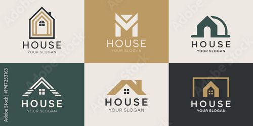 House Logo Set Vector – Home, Real Estate, Property, Roof, Building, Housing Business Logo Collection