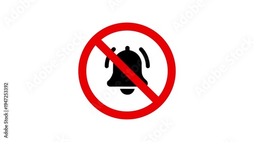 No Notification Bell Mute Icon, Disable Alerts & Silent Mode Symbol, High-Quality Design Animation. white background. 4k video