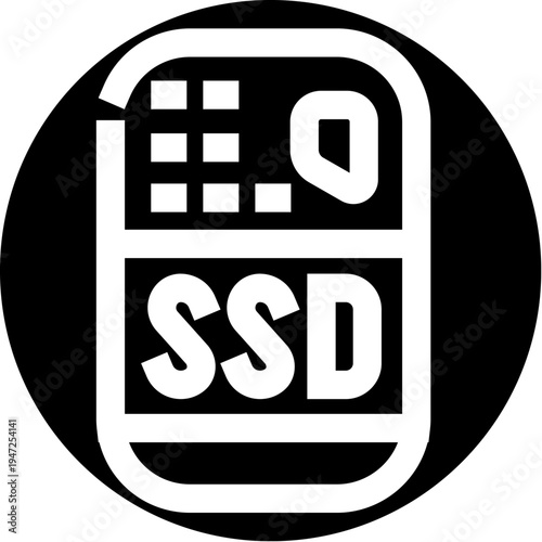 Solid state drive - ssd - hardware device icon, a high speed data storage component providing fast boot times and efficient file access for modern computing systems