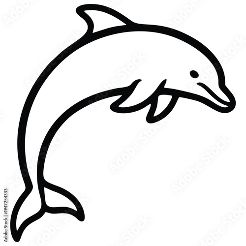 Dolphin Line Icon: Jumping Marine Mammal Outline for Sea Life, Ocean Tourism, Aquatic Animal Protection, and Summer Vacation Vector Illustration