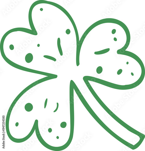 Hand-drawn four-leaf clover doodle icon isolated on a white background