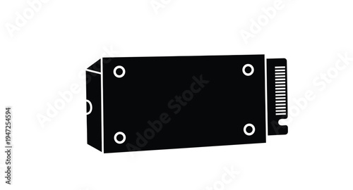Black solid state drive component depicted in a stark silhouette