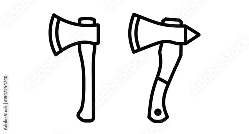 Two black outlined axes depicted in a striking silhouette