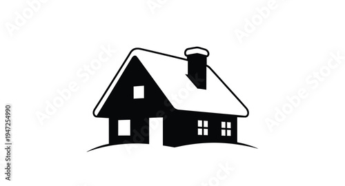 Simple black house illustration against a white background silhouette
