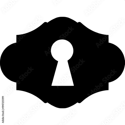 Monochrome vector icon of two keys hanging from a circular keyring, solid black silhouette, modern minimal design, isolated on light grey background.