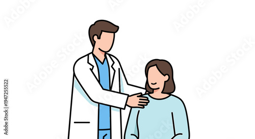 Doctor comforting patient, healthcare professional reassuring woman, medical support, empathy, care