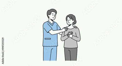 Doctor comforting patient, healthcare professional showing empathy and support to woman with anxiety