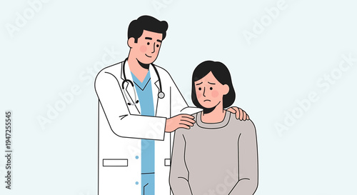Doctor comforting patient, healthcare, empathy, support, medical consultation, mental health care