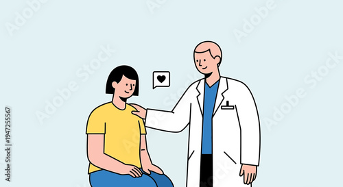 Doctor comforting patient, healthcare, medical consultation, empathy, trust, support, doctor-patient relationship