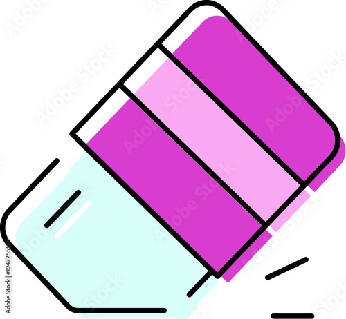 Eraser illustration presenting a common school and office supply tool used for correcting errors, removing unwanted marks, and symbolizing cancellation or revision in various contexts