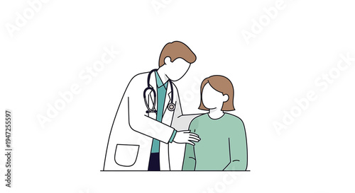 Doctor comforting patient, medical consultation, healthcare support, empathy, trust