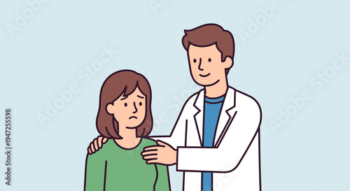 Doctor comforting sad patient, mental health support, empathy, care, and understanding