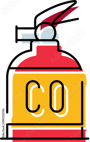 Fire extinguisher for carbon dioxide fires, offering essential safety equipment and emergency protection against danger, preventing the spread of flames in a business or home