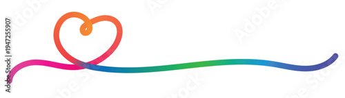 Rainbow colored heart shape with wavy line design element