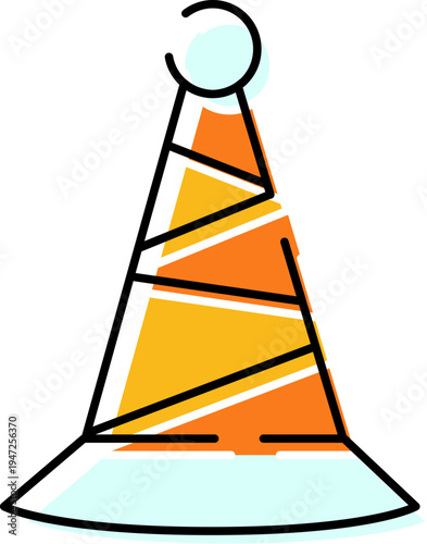 Celebration accessory featuring a conical shape with orange and yellow accents, perfect for adding a jovial and festive element to any special event or birthday party