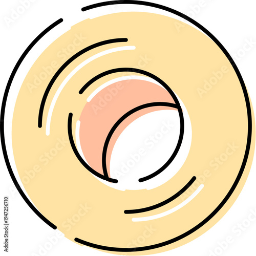 Adhesive tape roll featuring a simple outline and subtle color fill, representing a common stationery item and essential office supply for various fixing and crafting tasks