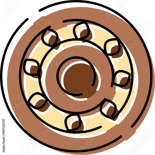 Ball bearing machine part providing rotational motion and reducing friction, essential component in engineering and industrial applications, symbolizing precision and efficiency