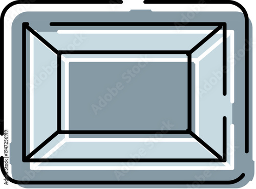 Baguette cut gemstone icon with clean lines and modern digital art style, minimalist geometric facets and sparkle ideal for luxury jewelry, engagement and fashion concepts